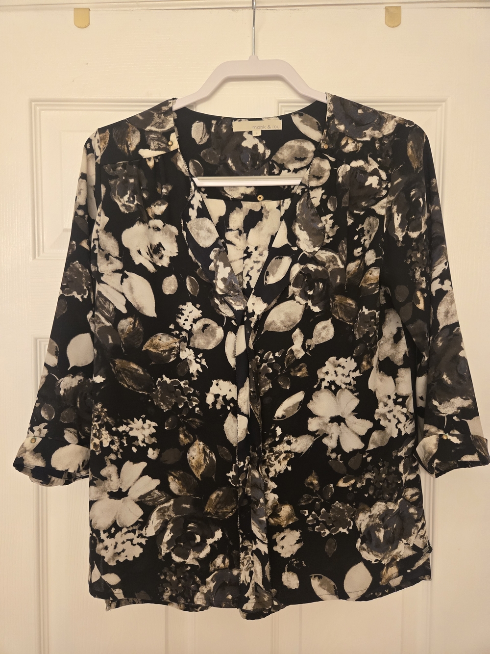 Monk & Lou Black Floral Blouse